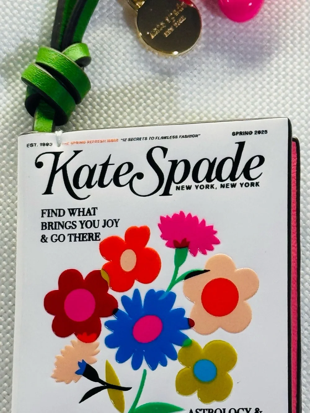 Kate Spade Fresh Picks Magazine Charm 🌸 RARE OPENS Book Keychain NWT Collecto - Picture 8 of 11